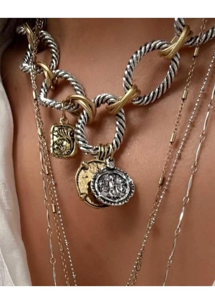 Zra Marka Çift Renk Madalyon Kolye fiyatları