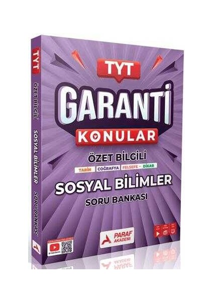 Paraf Akademi Tyt Sosyal Bilimler Garanti Soru Bankası modelleri