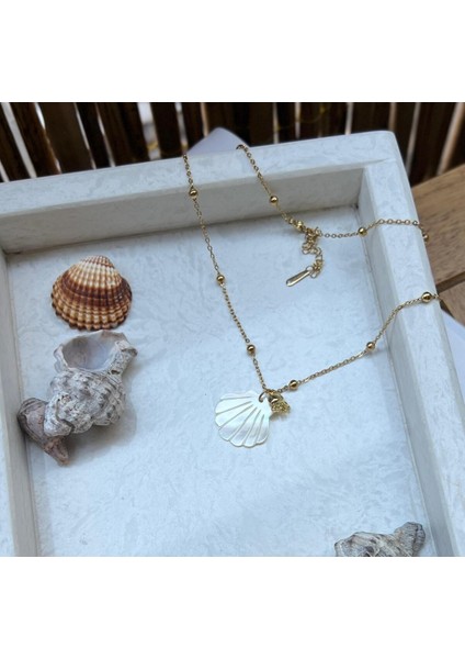 Çelik Deniz Kabuğu Figürlü Kolye