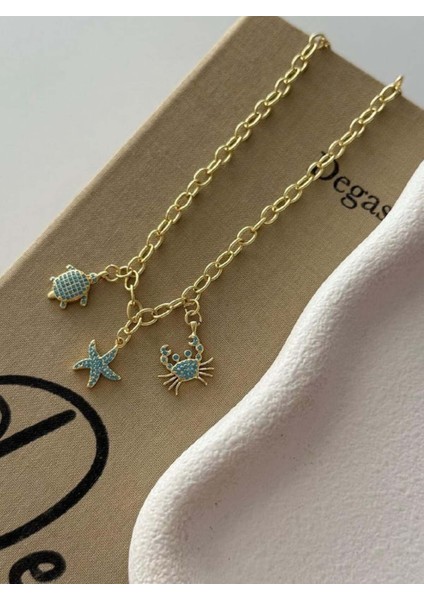 Yengeç Yıldız ve Kaplumbağa Figürlü Kolye