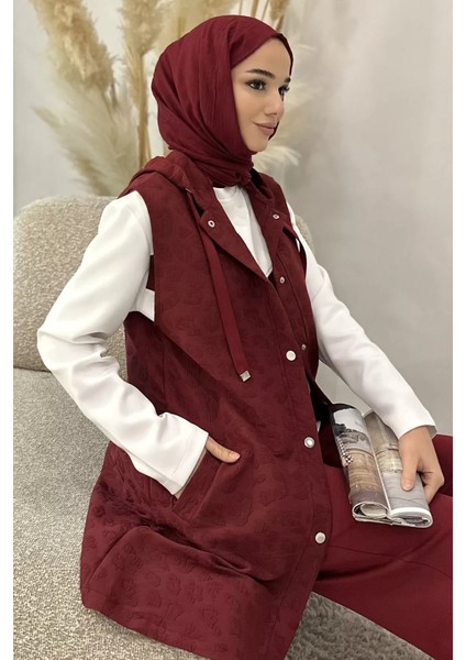 Kapüşonlu Yelek Tunik Pantolon Tesettür Üç Lü Takım P-00019144 fiyatları