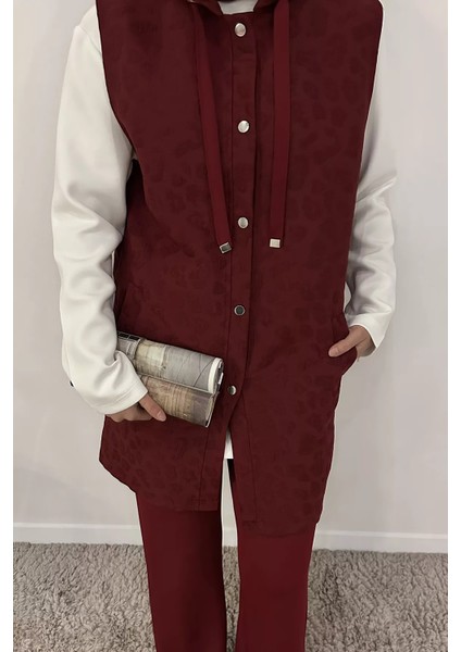 Kapüşonlu Yelek Tunik Pantolon Tesettür Üç Lü Takım P-00019144 fırsatları