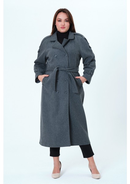 Karen Kadın Spor Kışlık Astarlı Örme Kaşe Manto