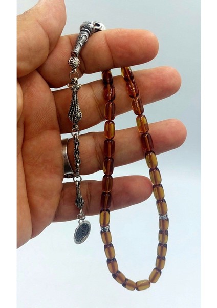 Şeffaf Sarı Kapsül Kesim Alpaka Püskül Kehribar Tespih (Ahşap Kutulu) fiyatları