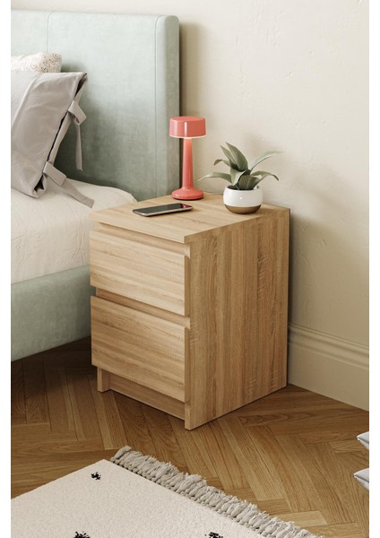 Derinkuyu 2 Çekmeceli Komodin Yatak Odası Bebek Odası Meşe