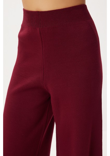 Kapüşonlu Fermuarlı Triko Alt-Üst Takım LMT0051 Bordo indirimleri