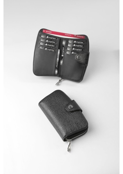 Desenli Orta Boy Kadın Cüzdan - 65306A - Siyah