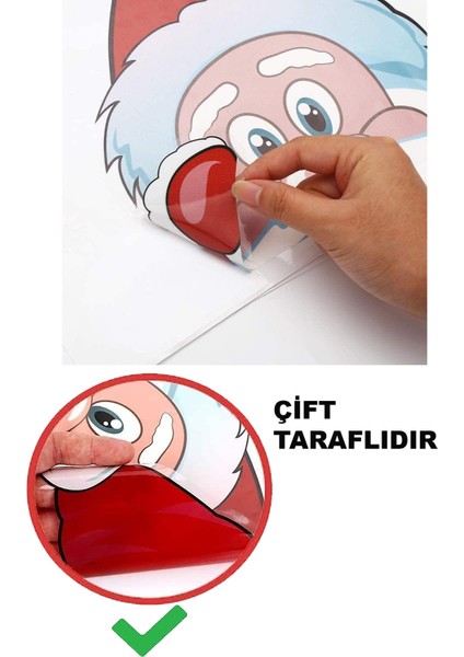 Beyaz Noel Baba Figürleri Cam Sticker, Yılbaşı Süsü, Statik Çekim, Yeni Yıl Dekoru fiyatları