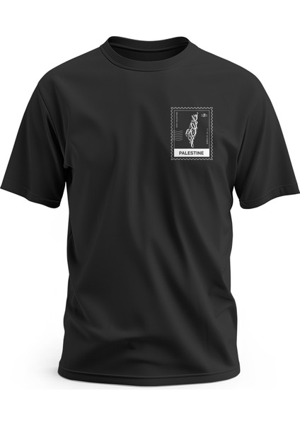Tişört, Kısa Kollu Yan Küçük Filistin Posta Yazılı Dijital Baskılı Pamuk Rahat T-Shirt