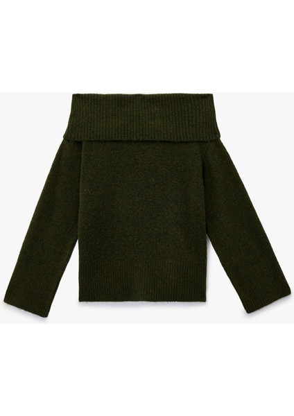 Uzun Kollu Omzu Açık Triko Kazak