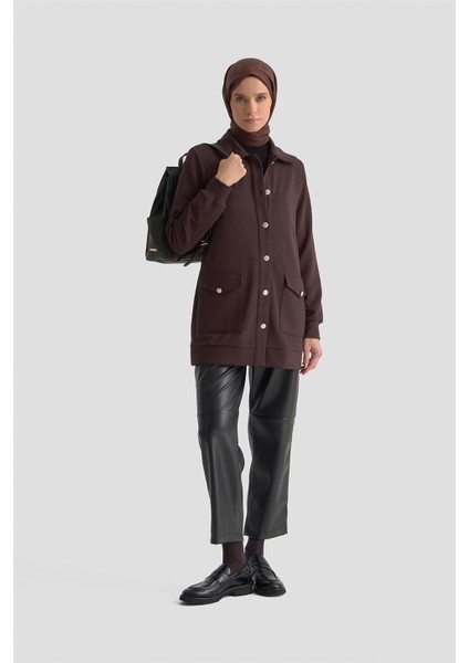 Cep Detaylı Örme Ceket 25KT1439 Acı Kahve modelleri