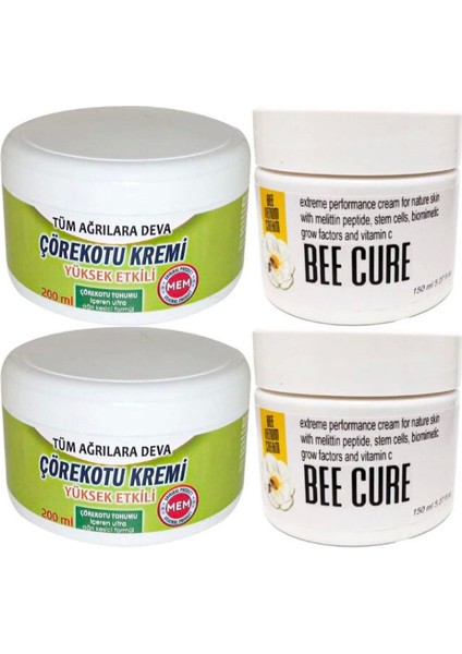Süper Çörek Otu Kremi Büyük Xl Boy Krem 2X200 Ml+ Bee Cure 2X150 ml Krem