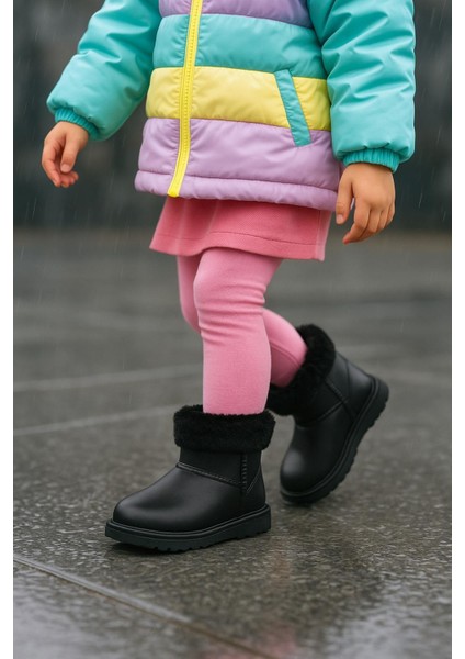 Kidswarm Cozy Kürklü Su Geçirmez Kışlık Çocuk Botu – Gri