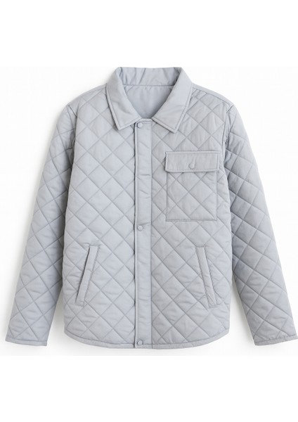 Gömlek Yaka Fermuarlı Çıtçıtlı Kapitoneli Mont