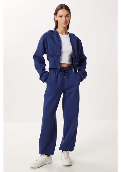 Fermuarlı Şardonlu Örme Alt-Üst Takım LDM0018 Lacivert fiyatları