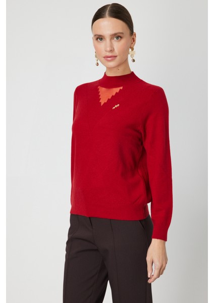 Yakası Tül Detaylı Pamuklu Triko Kazak 60342-26K fiyatları