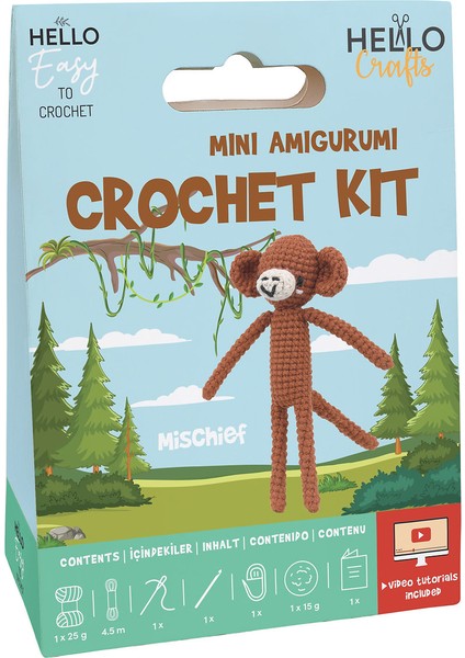 Minik Maymun Amigurumi Yapım Kiti Türkçe Klavuz ve Videolu Anlatım (Mischief)