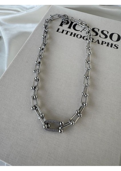 Tiffany Gümüş Renk Taşlı Vıp Kolye fiyatları