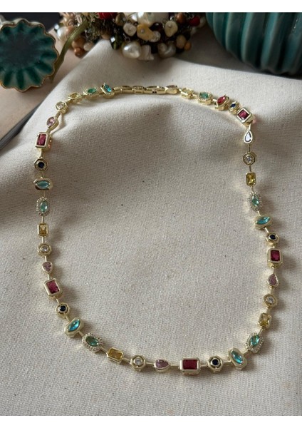 Özel Seri 14K Renkli Taşlı Tamtur Kolye fiyatları