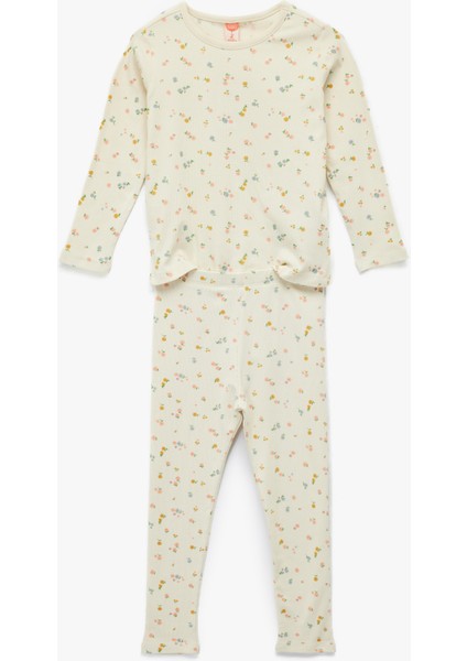 Çiçek Desenli Pamuklu 2'li Tayt ve Tişört Seti