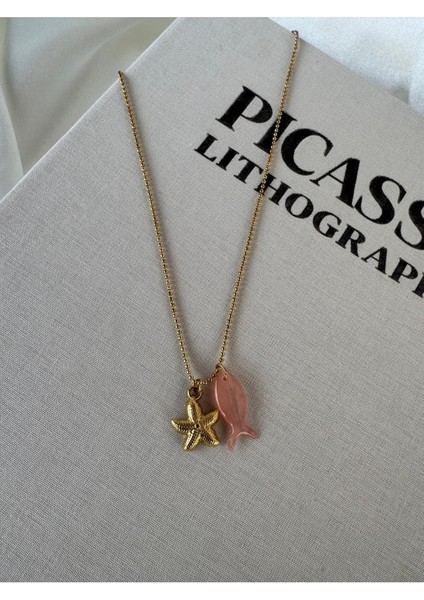 Çelik Topçuk Zincirli Şeffaf Pembe Balık Kolye fiyatları