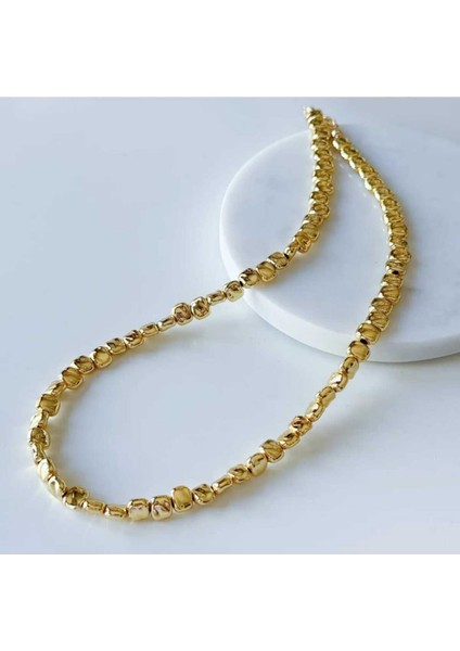 Çakıl Taşı Desenli Kolye - 14 Ayar Altın Kaplama Kolye fiyatları