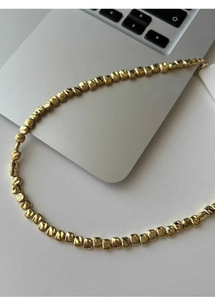 Çakıl Taşı Desenli Kolye - 14 Ayar Altın Kaplama Kolye modelleri