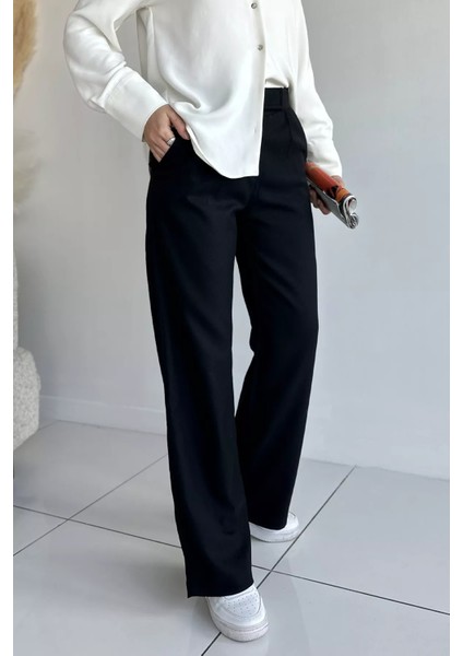 Kadın Bel Lastikli Cırtlı Tesettür Palazzo Pantolon P-00019084