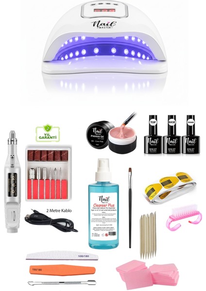 150W UV Lambalı Protez Tırnak Seti – Profesyonel Manikür ve Nail Art Uygulamaları İçin Komple Kit