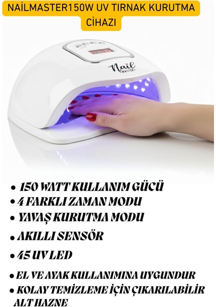 150W UV Lambalı Protez Tırnak Seti – Profesyonel Manikür ve Nail Art Uygulamaları İçin Komple Kit modelleri