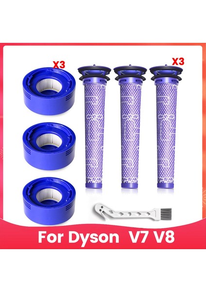 Dyson V7 V8 Için 6'lı Yedek Filtre Paketi, 3 Ön Filtre ve 3 Post Filtre (Yurt Dışından)