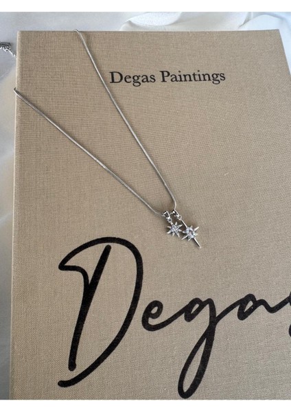 Minimalist Çelik Çift Yıldız Kadın Kolye Modeli