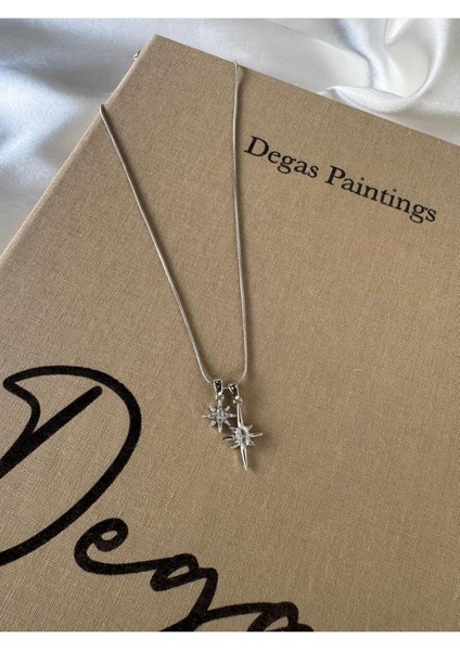 Minimalist Çelik Çift Yıldız Kadın Kolye Modeli fiyatları