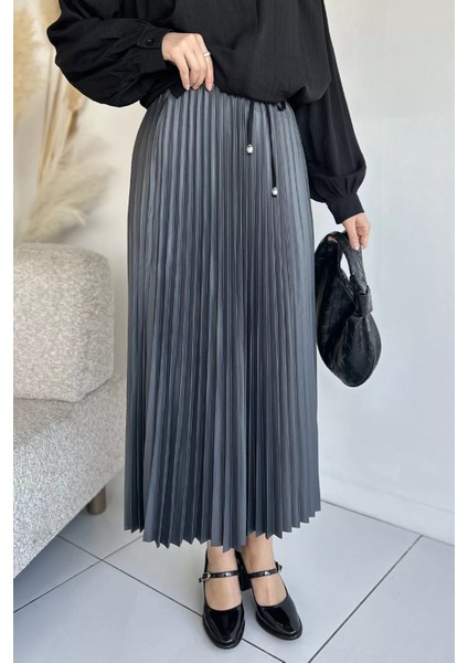 Bel Lastikli Pileli Tesettür Etek P-00019076