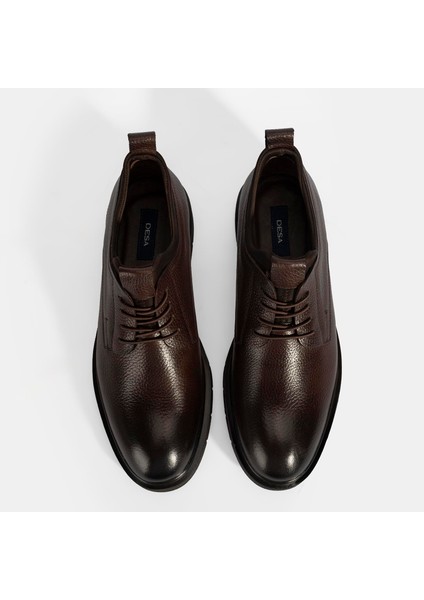 Erkek Kahve Bağcıklı Deri Klasik Ayakkabı