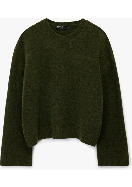 Uzun Kollu Bisiklet Yaka Triko Oversize Kazak