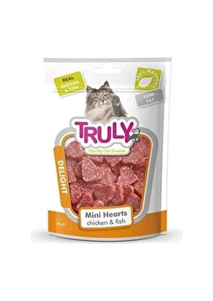 Kedi Ödül Mini Hearts Tavuk ve Balık 50 gr Düşük Yağlı Lezzetli Atıştırmalık