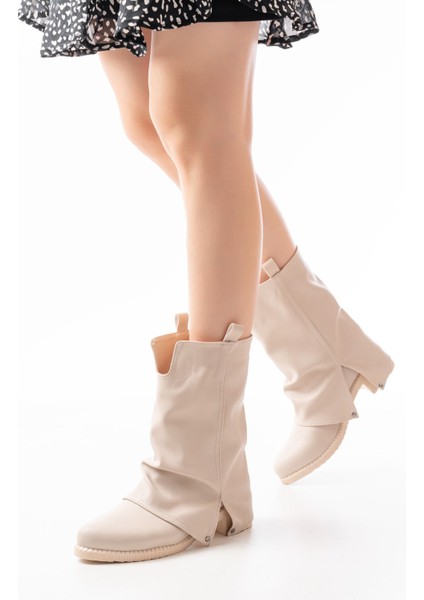 ZRİN-3045 Premium Bej Günlük Kadın Bot Çizme