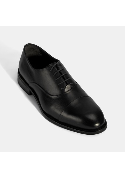 Erkek Siyah Bağcıklı Deri Klasik Ayakkabı indirimleri