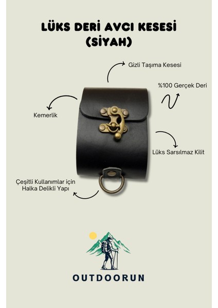 Lüks Deri Avcı Kesesi (Siyah)