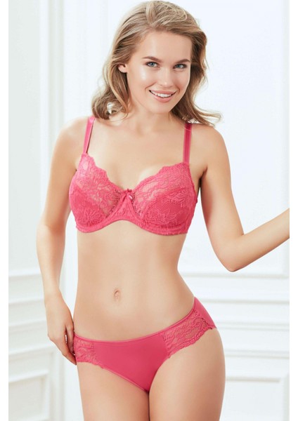 Balenli Desteksiz Dolgusuz Toparlayıcı Dantelli Küçültücü Sütyen ve Slip Takım