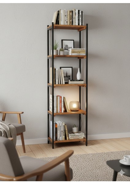 Metal Kitaplık 5 Raflı Ofis Kitaplığı Kitap Dosya Rafı Biblo Rafı Çiçeklik Rafı