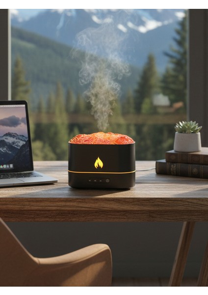 3D Alev Efektli Ultrasonik Hava Nemlendirici – Renkli LED Işıklı Aromaterapi Difüzör