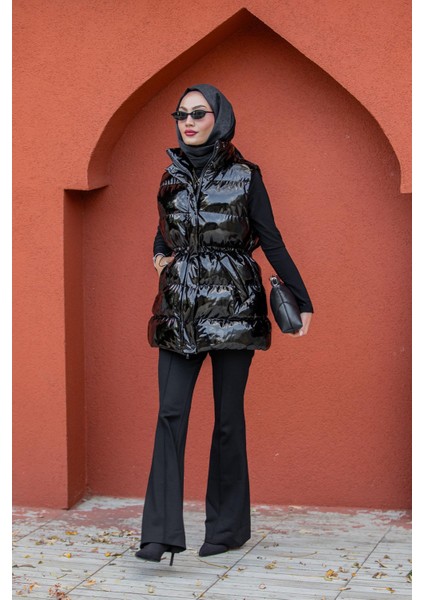 Rugan Bel Büzgülü Şişme Yelek-Siyah fırsatları