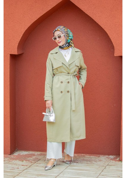 Rodi Uzun Astarlı Trençkot-Mint