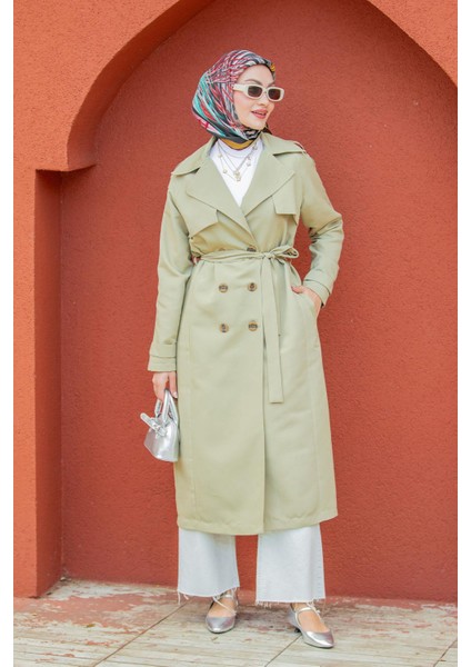 Rodi Uzun Astarlı Trençkot-Mint fırsatları