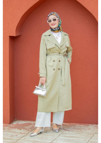 Rodi Uzun Astarlı Trençkot-Mint indirimleri