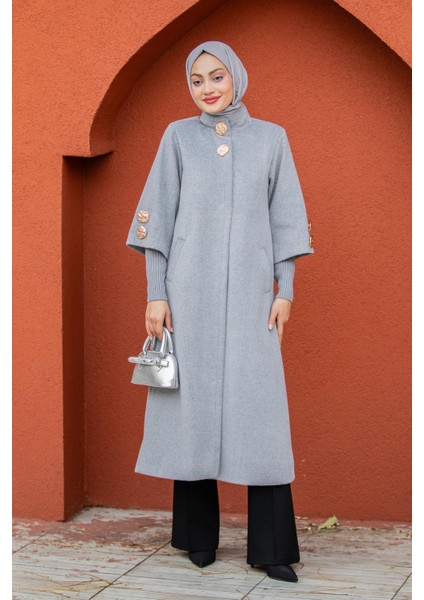 Jessy Angora Ribana Kollu Kaban-Gri