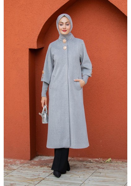 Jessy Angora Ribana Kollu Kaban-Gri fırsatları