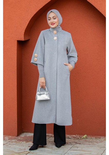 Jessy Angora Ribana Kollu Kaban-Gri